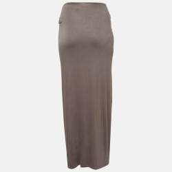 Pre Owned Janthee Brown Jersey Ruched Maxi Skirt S