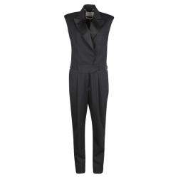Jason Wu Black Silk Lapel Sleeveless Tuxedo Jumpsuit S