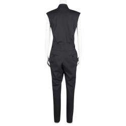 Jason Wu Black Silk Lapel Sleeveless Tuxedo Jumpsuit S