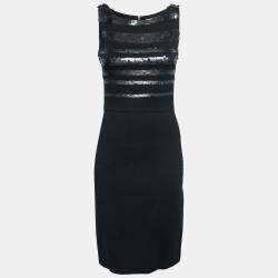 Jason Wu Black Jersey Sequin Embellished Sleeveless Sheath Dress S