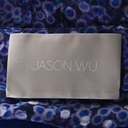 Jason Wu Purple Silk Chiffon Printed Ruffle  Short Dress L