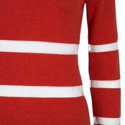 Jason Wu Red Merino Wool Sheer Stripe Detail Sweater S