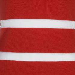 Jason Wu Red Merino Wool Sheer Stripe Detail Sweater S