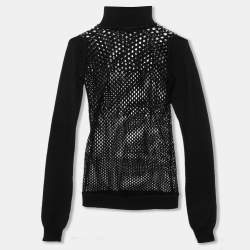Jean Paul Gaultier Maille Black Patterned Open Knit Long Sleeve Sweater S