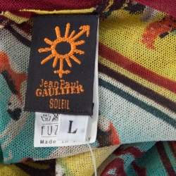 Jean Paul Gaultier Soleil Multicolor Printed Nylon Mesh Ruched Top L