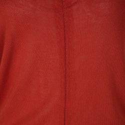 Pre Owned Jean Paul Gaultier Tomato Red Knit Ruched Long Sleeve Top L