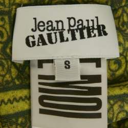Jean Paul Gaultier Green Printed Jersey Wrap Top S