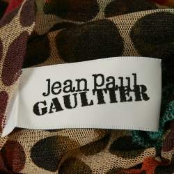Pre Owned Jean Paul Gaultier Multicolor Dot-Print Stretch Mesh Sheer Top S