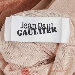 Pre Owned Jean Paul Gaultier Beige Printed Mesh Le Classique Long Dress XXS 