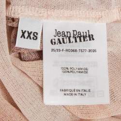 Pre Owned Jean Paul Gaultier Beige Printed Mesh Le Classique Long Dress XXS 