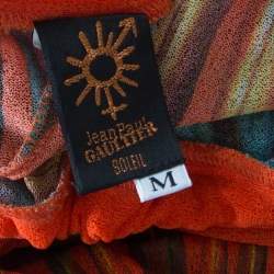 Pre Owned Jean Paul Gaultier Soleil Orange Floral Printed Gauze Tiered Midi Skirt M