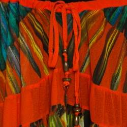 Pre Owned Jean Paul Gaultier Soleil Orange Floral Printed Gauze Tiered Midi Skirt M