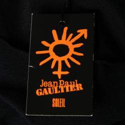 Pre Owned Jean Paul Gaultier Soleil Black Cotton Jersey Distressed Waist Bodycon Dress S