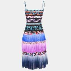Jean Paul Gaultier Soleil Multicolor Digital Print Tiered Cami Dress XS