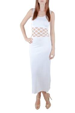 Pre Owned Jean Paul Gaultier Soleil White Cotton Jersey Distressed Waist Bodycon Dress S