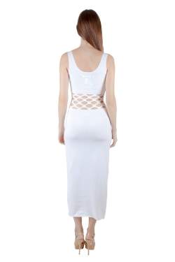 Pre Owned Jean Paul Gaultier Soleil White Cotton Jersey Distressed Waist Bodycon Dress S