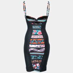 Jean Paul Gaultier Soleil Multicolor Printed Bustier Bodycon Dress XS
