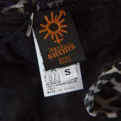 Pre Owned Jean Paul Gaultier Soleil Monochrome Leopard Patterned Jacquard Halter Dress S