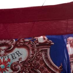 Pre Owned Jean Paul Gaultier Soleil Multicolor Printed Mesh Embroidery Detail Top M