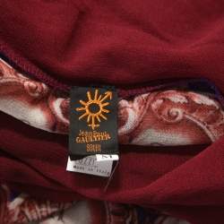 Pre Owned Jean Paul Gaultier Soleil Multicolor Printed Mesh Embroidery Detail Top M