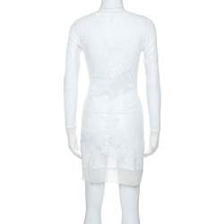 Pre Owned Jean Paul Gaultier Soleil White Stretch Lace Sheer Dress L