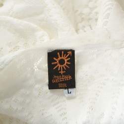 Pre Owned Jean Paul Gaultier Soleil White Stretch Lace Sheer Dress L