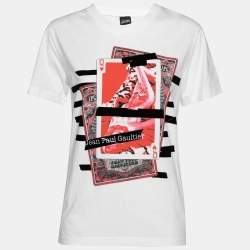 Jean Paul Gaultier White Printed Cotton Short Sleeve Crewneck T-Shirt L