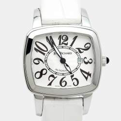 مملوكة مسبقًا JeanRichard TV Screen Ref. 26113 Silver Dial Stainless Steel Alligator Leather Women's Wristwatch 32 mm