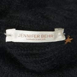 Jennifer Behr Black Wool Knit Veil Trim Beanie One Size 