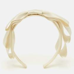 مملوكة مسبقًا Jennifer behr Cream Katya Silk Satin Bow Headband