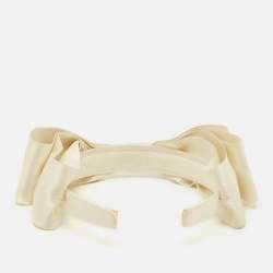 مملوكة مسبقًا Jennifer behr Cream Katya Silk Satin Bow Headband
