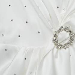  Jenny Packham Ivory White Satin Crystal Embellished Bridal Gown L