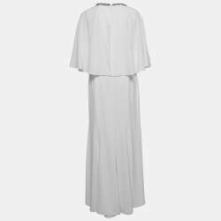 Jenny Packham White Satin Crystal Embellished Neck Wedding Gown L