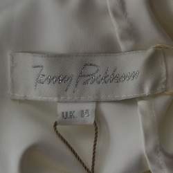 Jenny Packham White Satin Crystal Embellished Neck Wedding Gown L