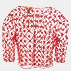Jenny Packham Robin Red Embroidered Tulle Blouse S