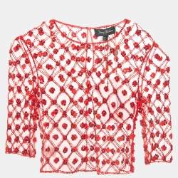 Jenny Packham Robin Red Embroidered Tulle Blouse S