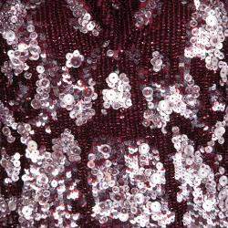 Jenny Packham Red Sequin Embellished Ruffled Sleeve Maxi Dress L