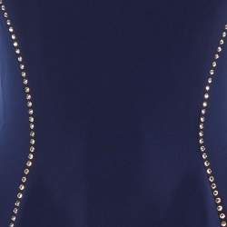Pre Owned Jenny Packham Navy Blue Embellished Crepe Gown S