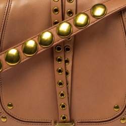 Jerome Dreyfuss Light Brown Leather Embellished Small Victor Shoulder Bag