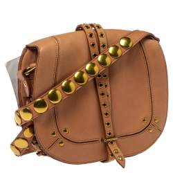 Jerome Dreyfuss Light Brown Leather Embellished Small Victor Shoulder Bag