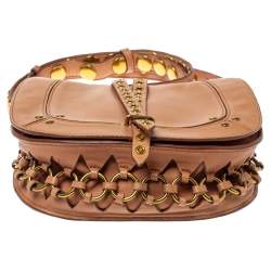 Jerome Dreyfuss Light Brown Leather Embellished Small Victor Shoulder Bag