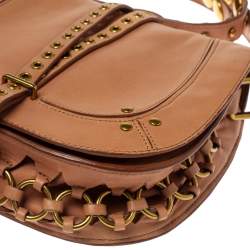 Jerome Dreyfuss Light Brown Leather Embellished Small Victor Shoulder Bag