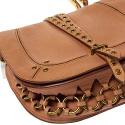 Jerome Dreyfuss Light Brown Leather Embellished Small Victor Shoulder Bag