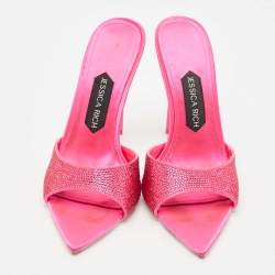 مملوكة مسبقًا صندل جيسيكا ريتش ساتان فوشيا إيماني منزلق مقاس 37
