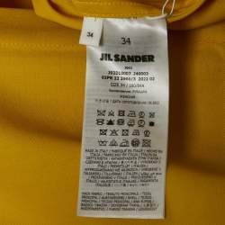 Jil Sander Yellow Wool Gabardine Oversized Tie-Up Neck Detail Shirt S