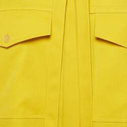 Jil Sander Yellow Wool Gabardine Oversized Tie-Up Neck Detail Shirt S