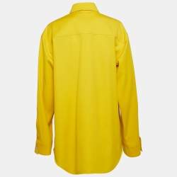 Jil Sander Yellow Wool Gabardine Oversized Tie-Up Neck Detail Shirt S