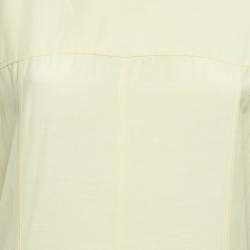 Pre Owned فستان جيل ساندر أصفر خليط كتان بظهر مفتوح ماكسي صغير