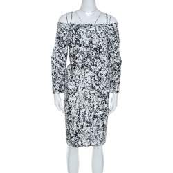 مملوكة مسبقًا Jil Sander Monochrome Cotton Off Soulder Risiko Dress XL