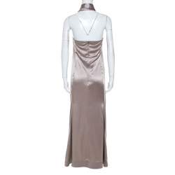 Jil Sander Beige Silk Halterneck Maxi Dress L